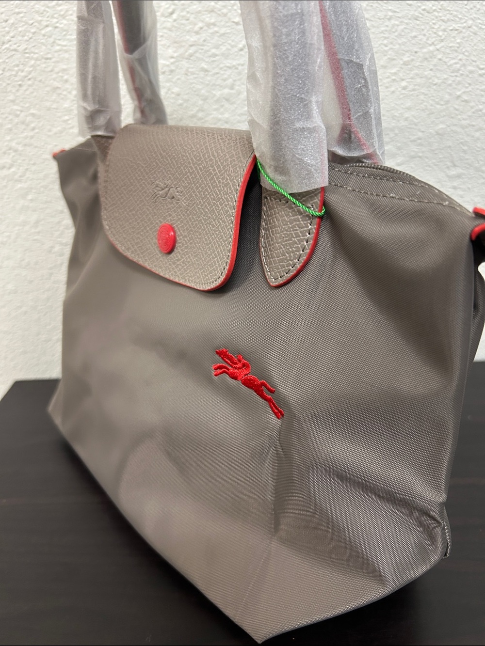 Longchamp Small  Brown Tote with Red Accents - Picture 5 of 6
